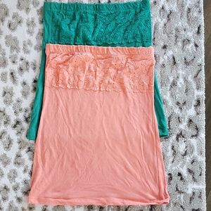 2 Strapless Lace Tops